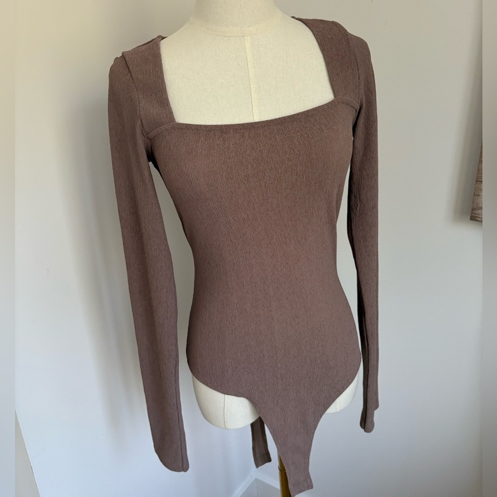 ASOS Brown Fitted Long Sleeve Bodysuit